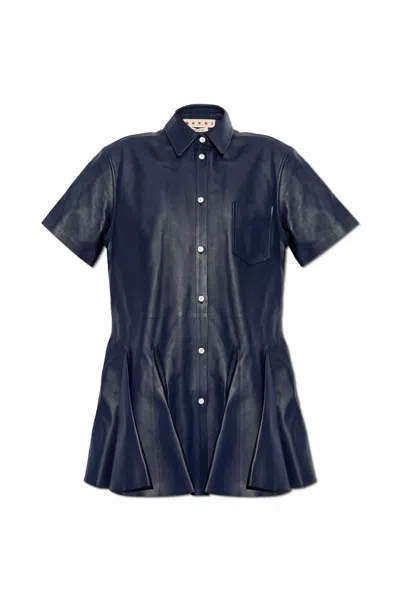 MARNI MARNI LEATHER SHIRT DRESS