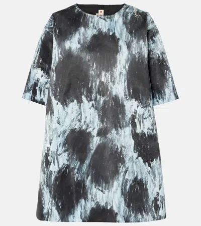 MARNI LEOPARD-PRINT DUCHESSE SATIN MINIDRESS
