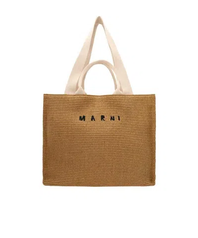 MARNI MARNI LOGO EMBROIDERED TOP HANDLE BAG