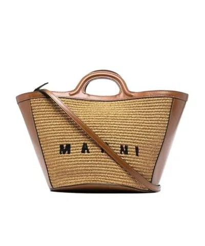 MARNI MARNI TROPICALIA LOGO EMBROIDERED SMALL TOTE BAG