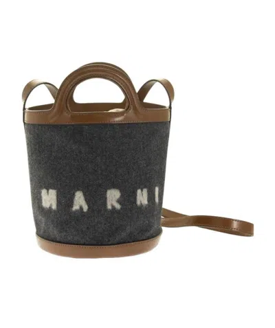 MARNI TROPICALIA MINI BUCKET BAG IN FELT AND LEATHER