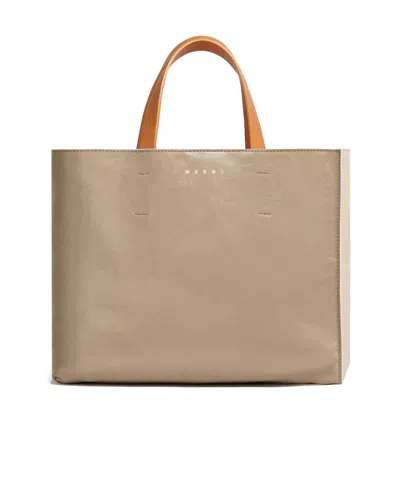 MARNI LOGO PRINT LEATHER SHOULDER BAG