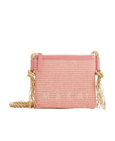 MARNI MARNI MARCEL LOGO EMBROIDERED CROSSBODY BAG