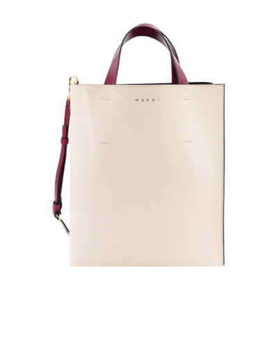 MARNI MUSEO COLOUR-BLOCK LEATHER TOTE