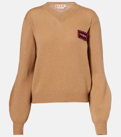 MARNI PATCH-APPLIQUÉ CASHMERE SWEATER