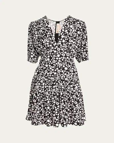 MARNI PRINTED GATHERED MINI DRESS