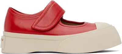 MARNI RED LEATHER MARY JANE SNEAKERS