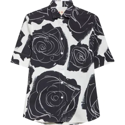 MARNI MARNI ROSE PRINT COTTON POPLIN SHIRT