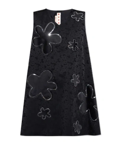 MARNI MARNI FLOWER EMBELLISHED SLEEVELESS DRESS