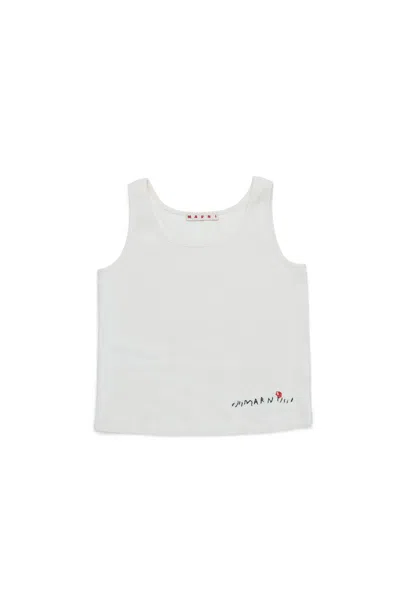 MARNI SLEEVELESS T-SHIRT WITH MARNI FLOWER LOGO