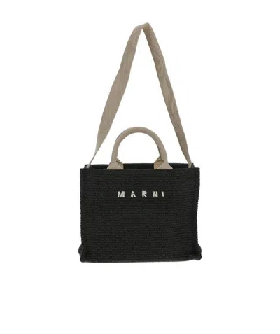 MARNI MARNI TROPICALIA LOGO EMBROIDERED SMALL TOTE BAG