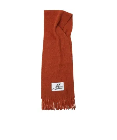MARNI MARNI LOGO PATCH FRINGED SCARF