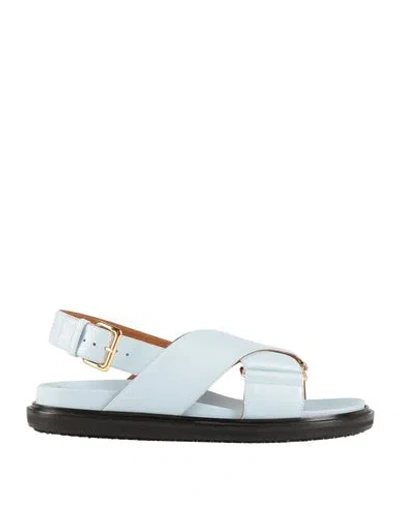 MARNI MARNI WOMAN SANDALS SKY BLUE SIZE 11 SOFT LEATHER