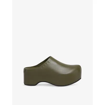 MARNI WOMENS GREEN CHUNKY LEATHER CLOGS EUR 37 / 4 UK