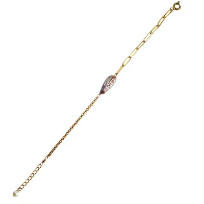 MARQUISE SWIM WOMEN'S GOLD / PURPLE BRACELET - LINK PURPLE KESHI PEARL & GOLD