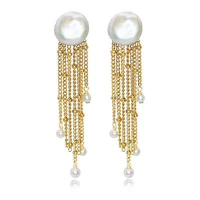 MARQUISE SWIM WOMEN'S GOLD / WHITE EARRINGS - GOLD WATERFALL & WHITE PEARL