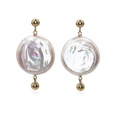 MARQUISE SWIM WOMEN'S GOLD / WHITE EARRINGS - STELLAR WHITE COIN PEARL & GOLS