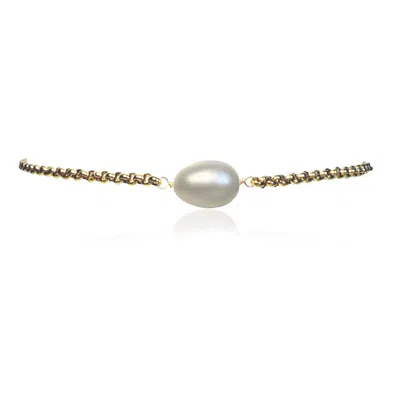 MARQUISE SWIM WOMEN'S GOLD / WHITE NECKLACE - MEDALLION WHITE PEARL & GOLD CHOKER
