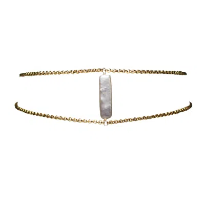 MARQUISE SWIM WOMEN'S WHITE / GOLD NECKLACE - PRINCESS CHOKER WHITE PEARL & GOLD