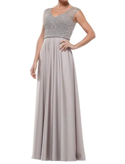 MARSONI BY COLORS BEADED BODICE FLOWY A-LINE DRESS IN NUDE