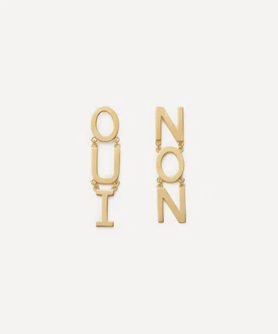MARTHA CALVO MARTHA CALVO 14CT GOLD-PLATED NON AND OUI DROP EARRINGS