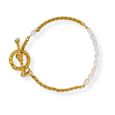 MARTINA ROZENBERG SMIRA JEWELRY WOMEN'S GOLD ONDALUZ - PEARL CHAIN BRACELET