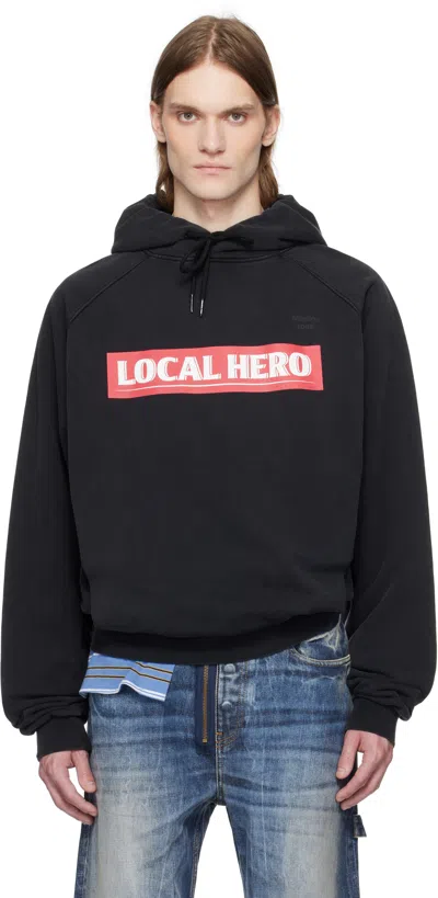 MARTINE ROSE BLACK RAGLAN HOODIE