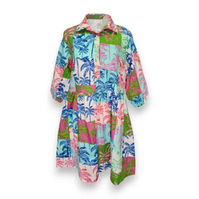 MARY MARSHMALLOW WOMEN'S FRANNIE DRESS SHORT - PARADISE PALM PATCHWORK - MULTI