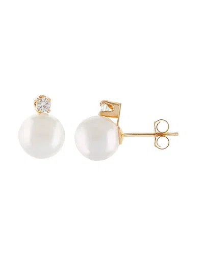 MASAKO PEARLS MASAKO PEARLS 14K 0.10 CT. TW. DIAMOND & 7-8MM AKOYA PEARL EARRINGS