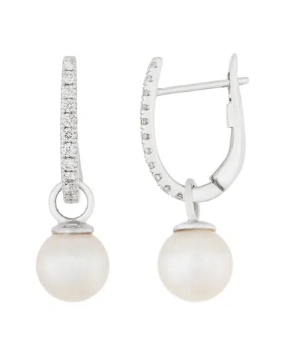 MASAKO PEARLS MASAKO PEARLS 14K 0.22 CT. TW. DIAMOND 7-7.5MM PEARL EARRINGS