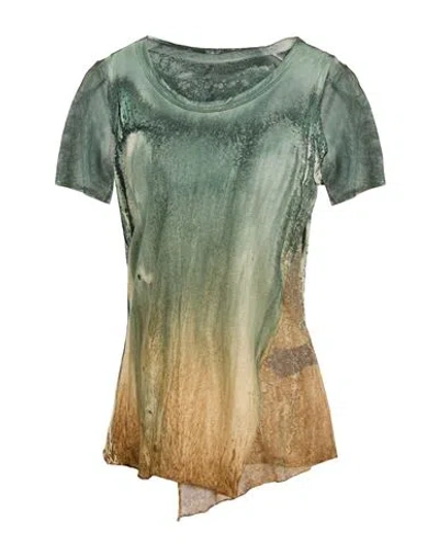 MASNADA MASNADA WOMAN T-SHIRT SAGE GREEN SIZE 6 COTTON