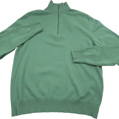 MASSIMO ALBA $950 MASSIMO ALBA GREEN CASHMERE HALF ZIP SWEATER MADE IN ITALY MENS SIZE XL