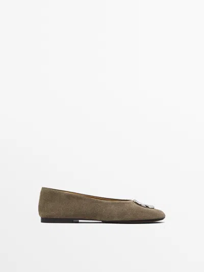 MASSIMO DUTTI BALLERINAS MIT METALL-ELEMENT