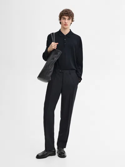 MASSIMO DUTTI ELEGANTE ANZUGHOSE AUS WOLLMISCHGEWEBE