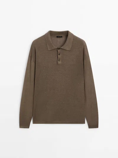 MASSIMO DUTTI PULLOVER 100% LEINEN POLOKRAGEN