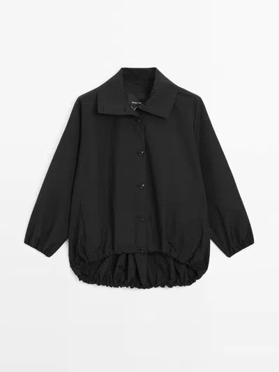 MASSIMO DUTTI PARKA MIT PUFFÄRMELN AUS BAUMWOLLMISCHGEWEBE