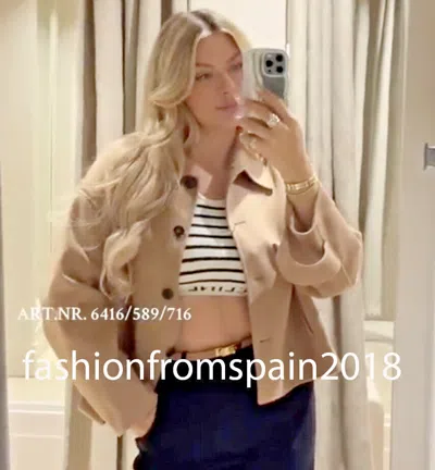 MASSIMO DUTTI MASSIMO DUTTI WOMAN WOOL BLEND JACKET WITH SHIRT COLLAR CAMEL XS-L 6447/679