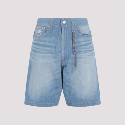 MASTERMIND JAPAN INDIGO BLUE COTTON WAIST DENIM SHORTS