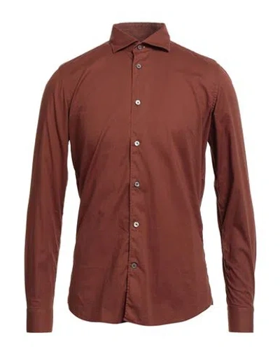 MASTRICAMICIAI MASTRICAMICIAI MAN SHIRT TAN SIZE 17 ½ COTTON