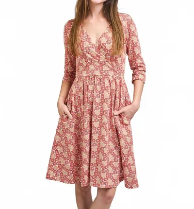 MATA TRADERS CALLIE QUARTER SLEEVE WRAP DRESS IN MATISSE VERMILLION