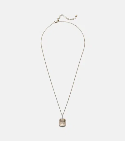 MATEO INITIAL 14KT GOLD NECKLACE WITH QUARTZ AND DIAMONDS