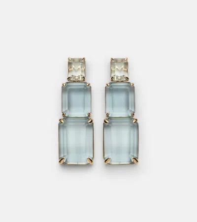 MATEO ARITHMETIC COMPOSITION 14KT GOLD DROP EARRINGS WITH TOPAZ