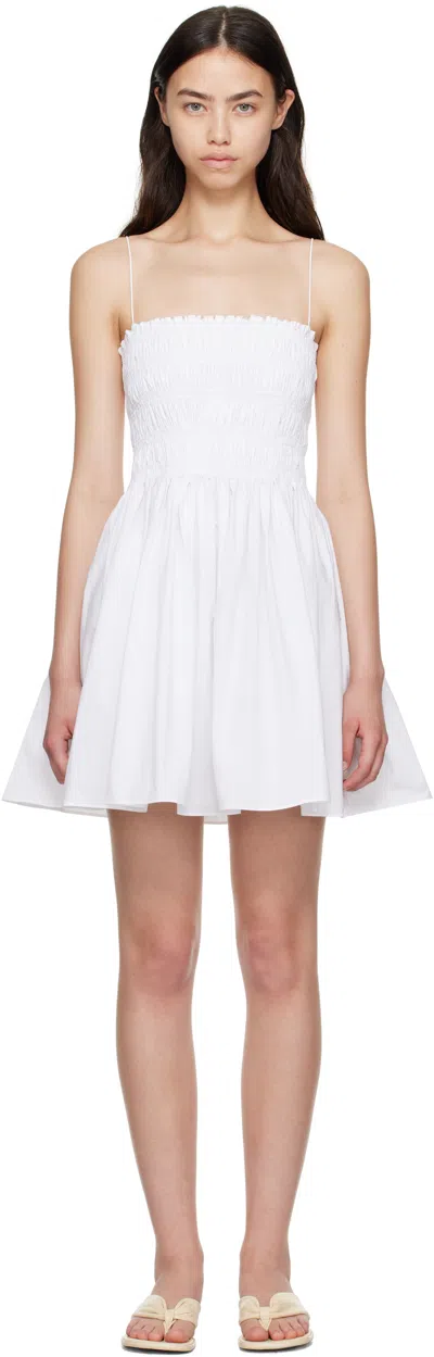 MATTEAU WHITE SHIRRED BODICE MINIDRESS