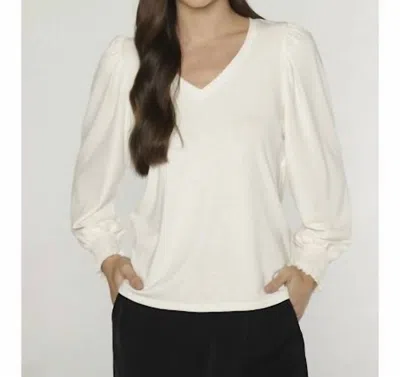 MATTY M KATY V NECK TOP IN IVORY