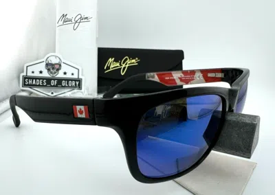 MAUI JIM MAUI JIM KAHI MJ 736-02CA BLACK CANADA WITH BLUE HAWAII POLARIZED SUNGLASSES