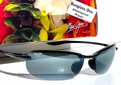 MAUI JIM MAUI JIM MAKAHA GLOSS BLACK POLARIZED GREY LENS SUNGLASS 405-02