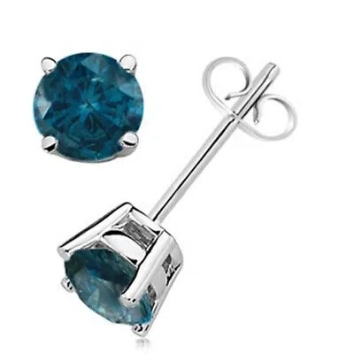 MAULIJEWELS MAULIJEWELS 0.25 CT BLUE DIAMOND STUD EARRING 14K BLUE & YELLOW GOLD