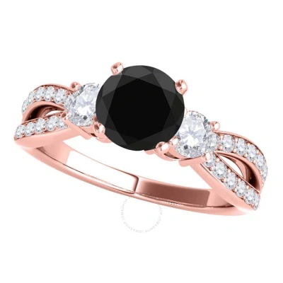 MAULIJEWELS MAULIJEWELS 1.75 CARAT BLACK & WHITE DIAMOND ENGAGEMENT WEDDING RINGS FOR WOMEN IN 14K SOLID ROSE GO