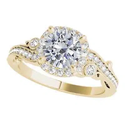 MAULIJEWELS MAULIJEWELS 1.00 CT NATURAL DIAMOND HALO ENGAGEMENT RING IN 14K SOLID YELLOW