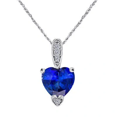 MAULIJEWELS MAULIJEWELS 1.25 CARAT HEART SHAPE TANZANITE GEMSTONE AND WHITE DIAMOND PENDANT